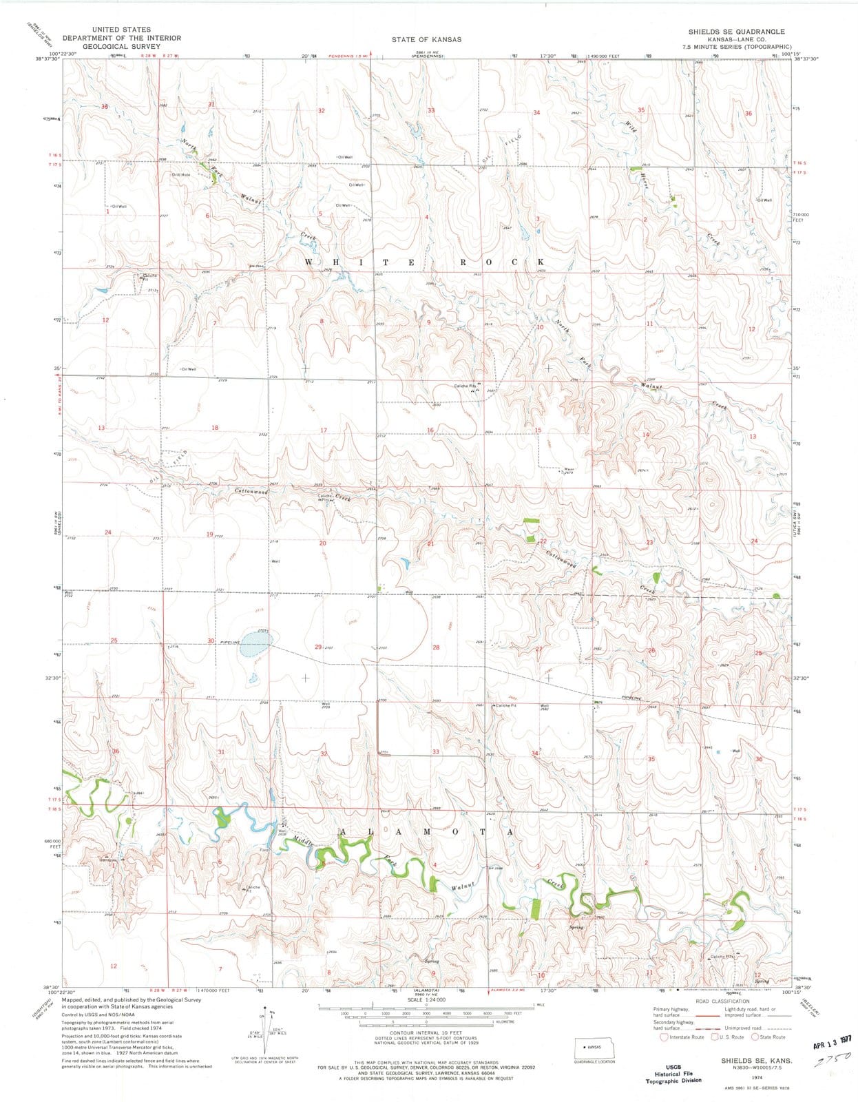 1974 Shields, KS - Kansas - USGS Topographic Map v2