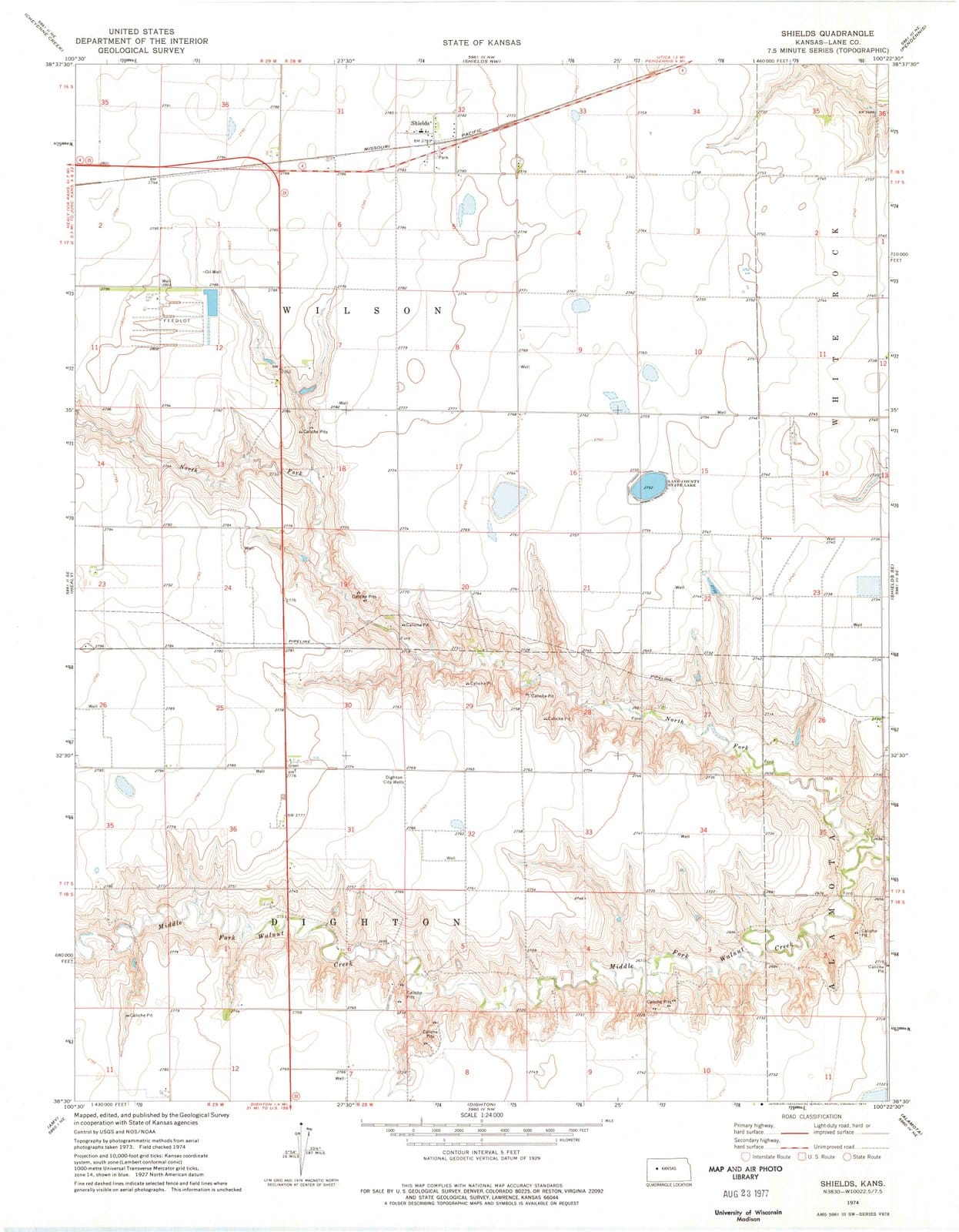 1974 Shields, KS - Kansas - USGS Topographic Map v3