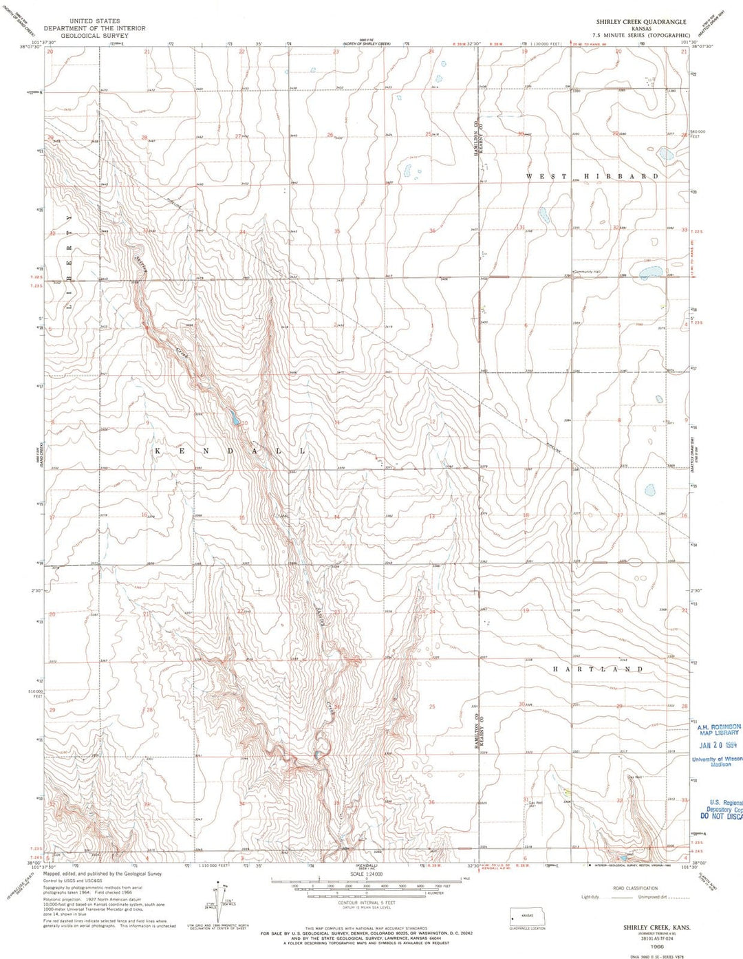 1966 Shirley Creek, KS - Kansas - USGS Topographic Map