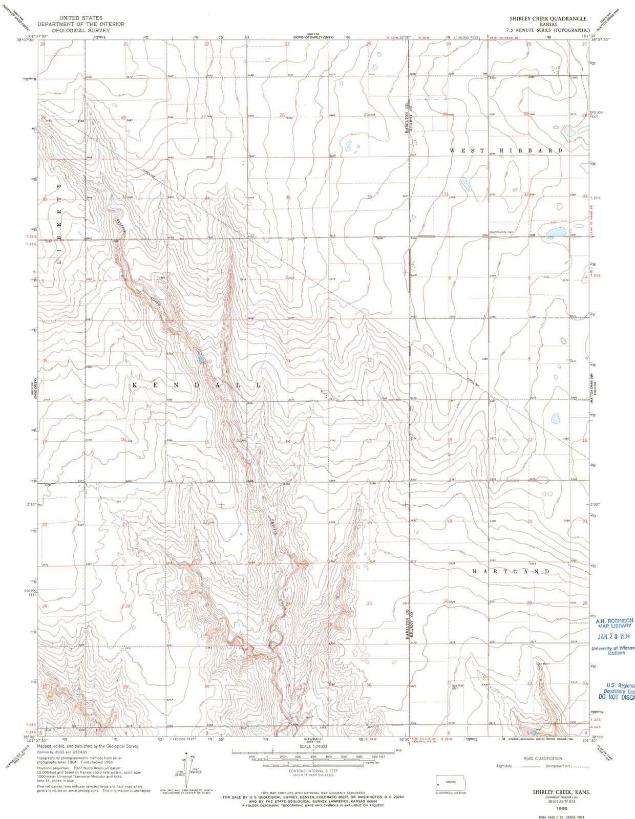 1966 Shirley Creek, KS - Kansas - USGS Topographic Map