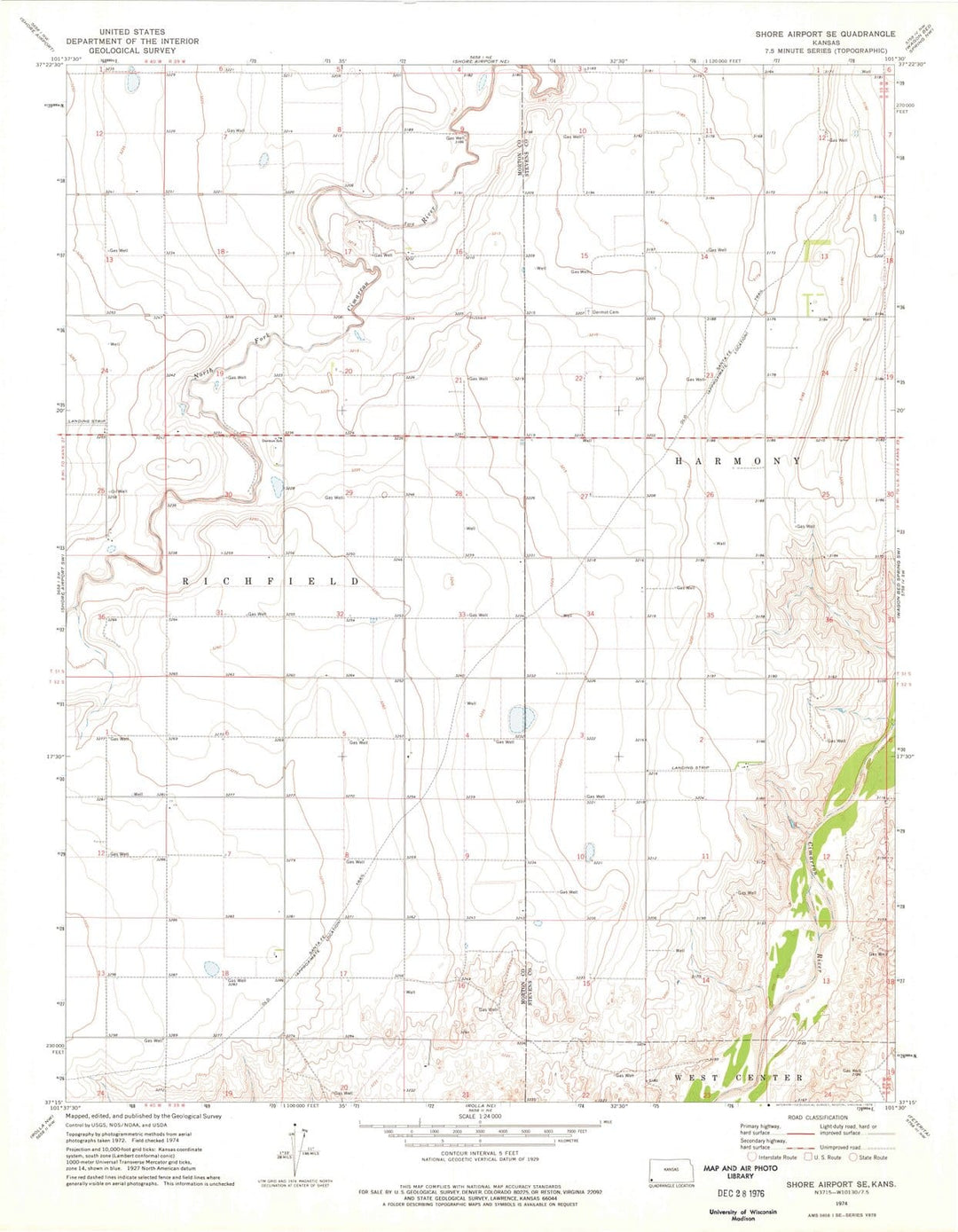 1974 Shore Airport, KS - Kansas - USGS Topographic Map v2