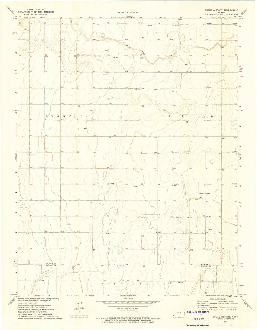 1973 Shore Airport, KS - Kansas - USGS Topographic Map v2