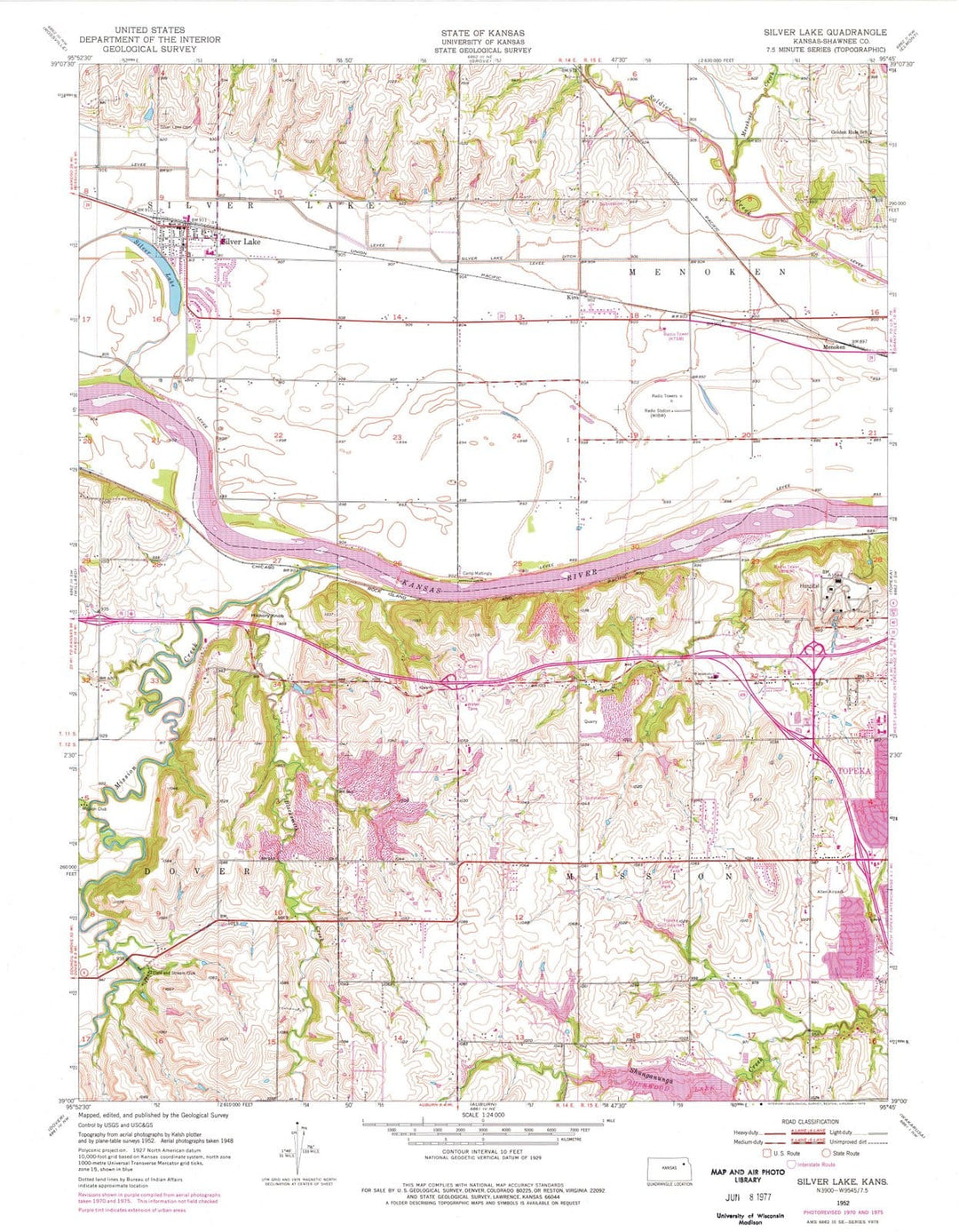 1952 Silver Lake, KS - Kansas - USGS Topographic Map