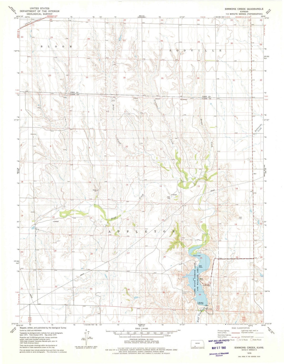 1979 Simmons Creek, KS - Kansas - USGS Topographic Map