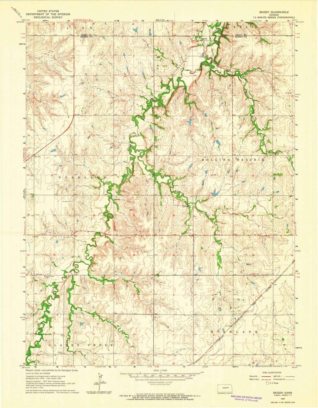 1964 Skiddy, KS - Kansas - USGS Topographic Map