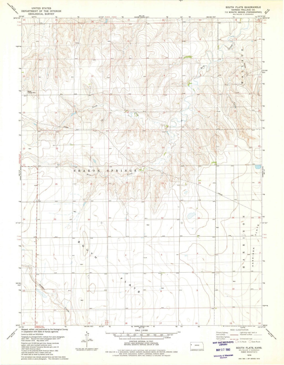 1979 South Flats, KS - Kansas - USGS Topographic Map