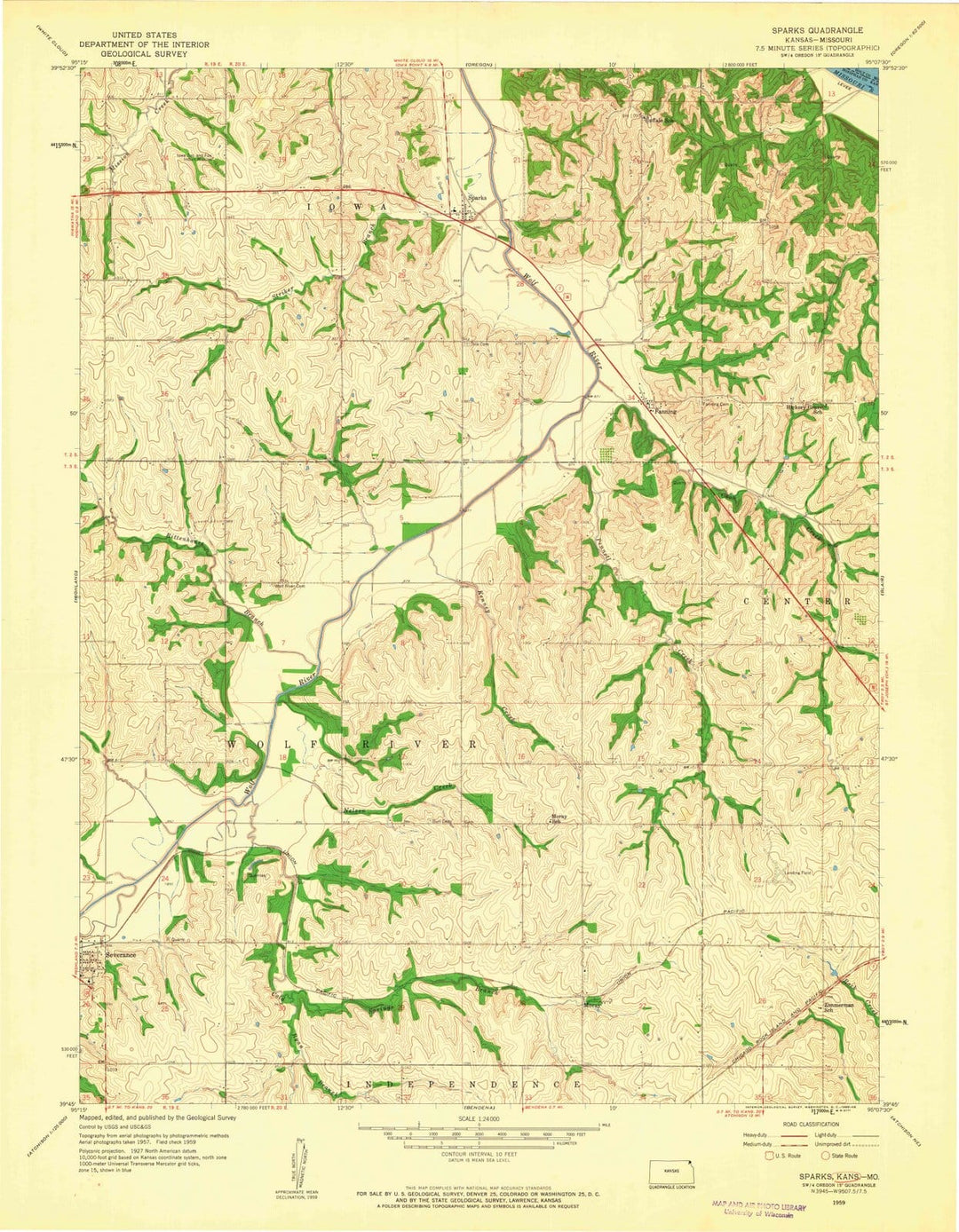 1959 Sparks, KS - Kansas - USGS Topographic Map