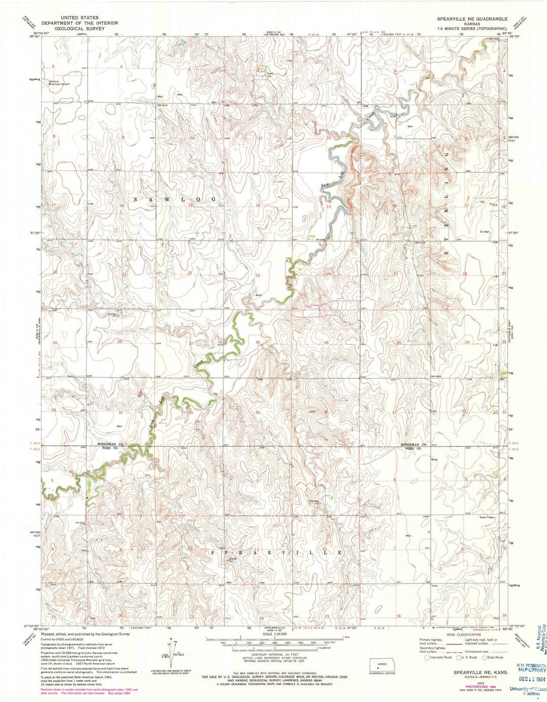 1972 Spearville, KS - Kansas - USGS Topographic Map