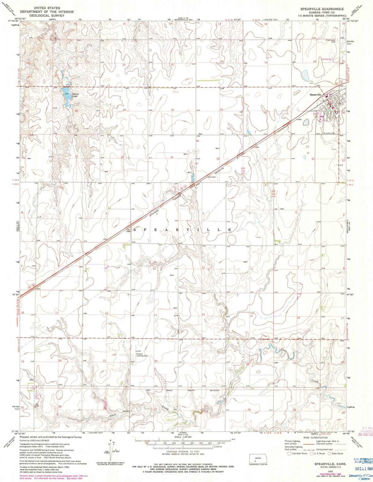 1972 Spearville, KS - Kansas - USGS Topographic Map v3