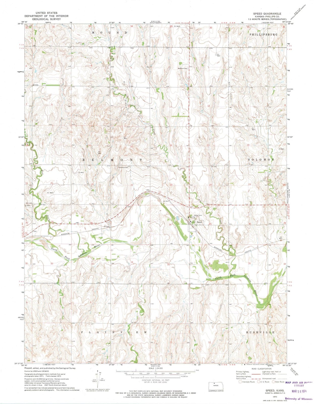 1972 Speed, KS - Kansas - USGS Topographic Map