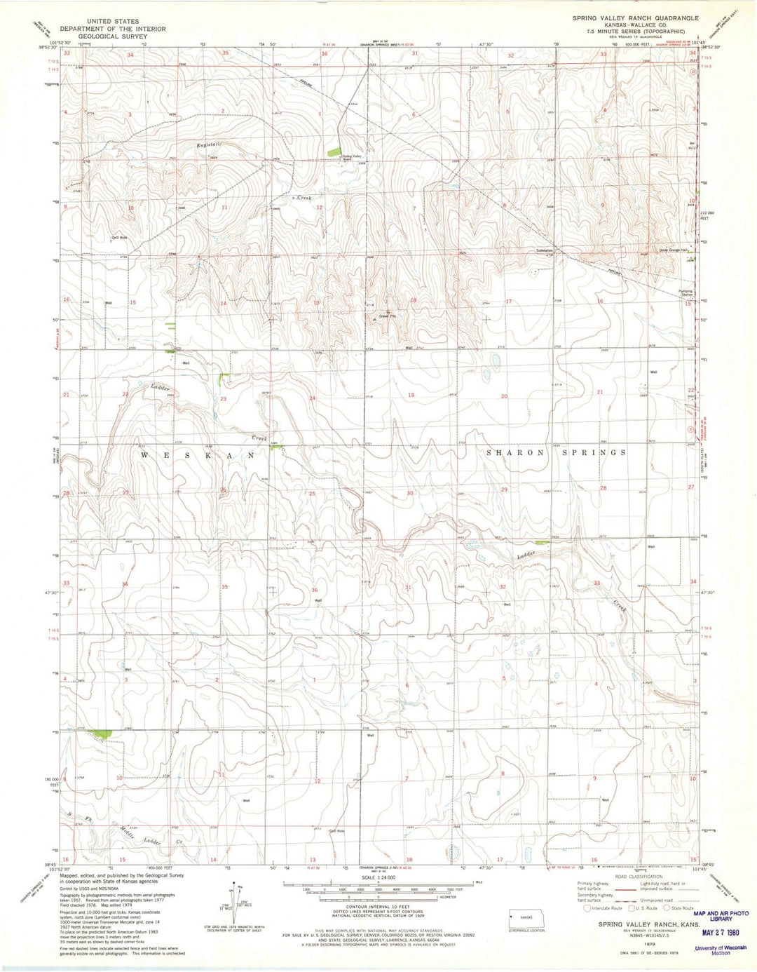 1979 Spring Valley Ranch, KS - Kansas - USGS Topographic Map