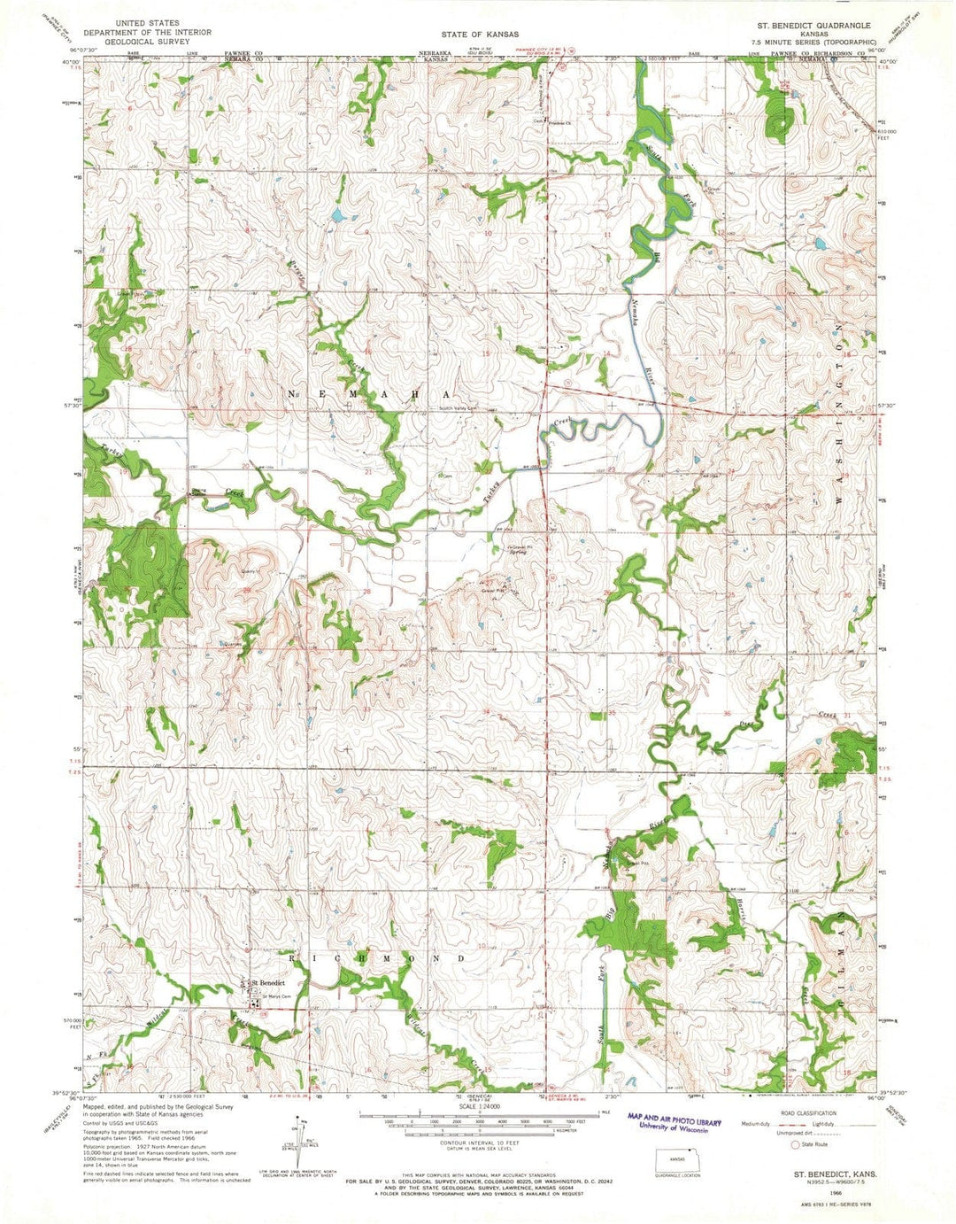 1966 St Benedict, KS - Kansas - USGS Topographic Map