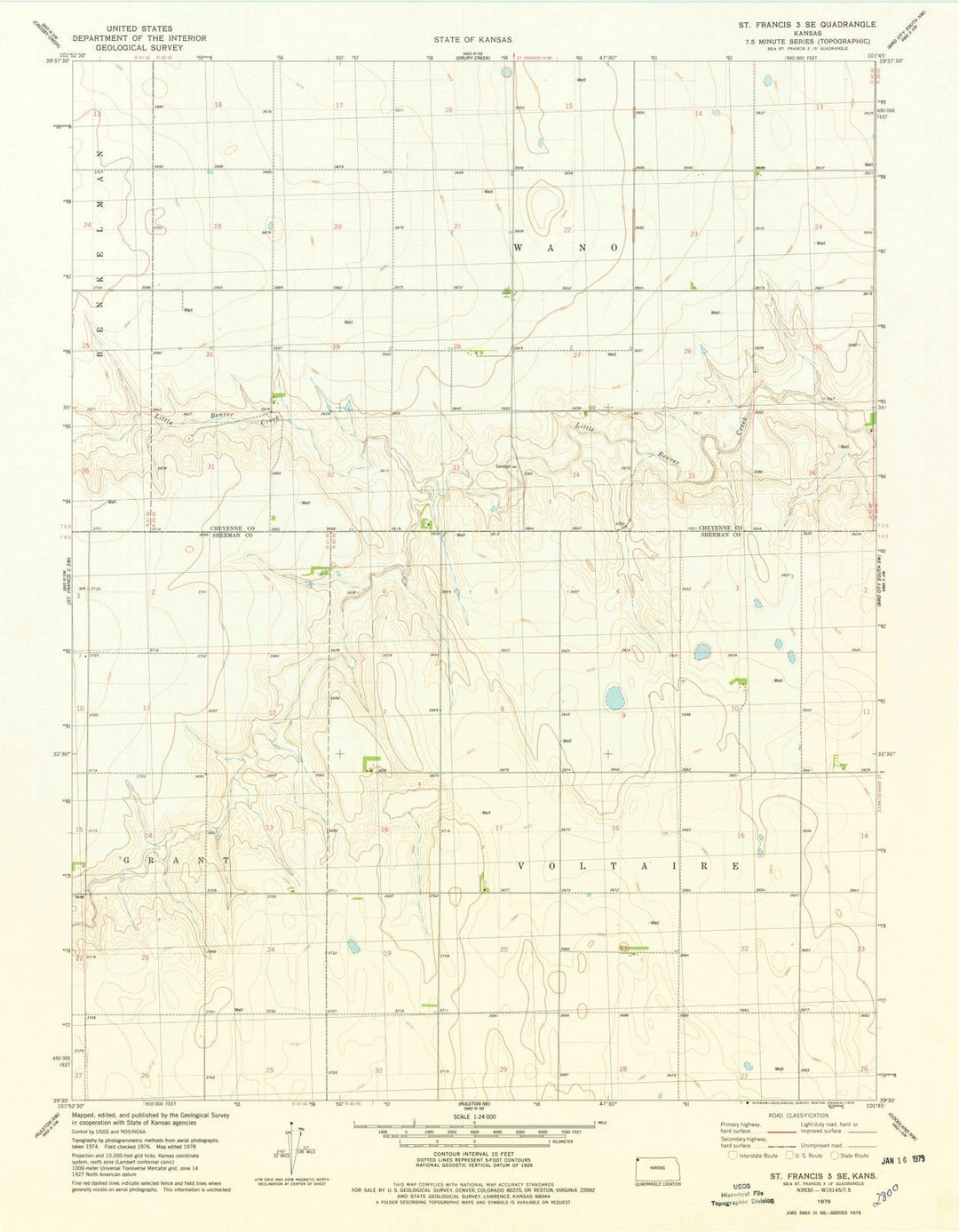 1978 St. Francis 3, KS - Kansas - USGS Topographic Map