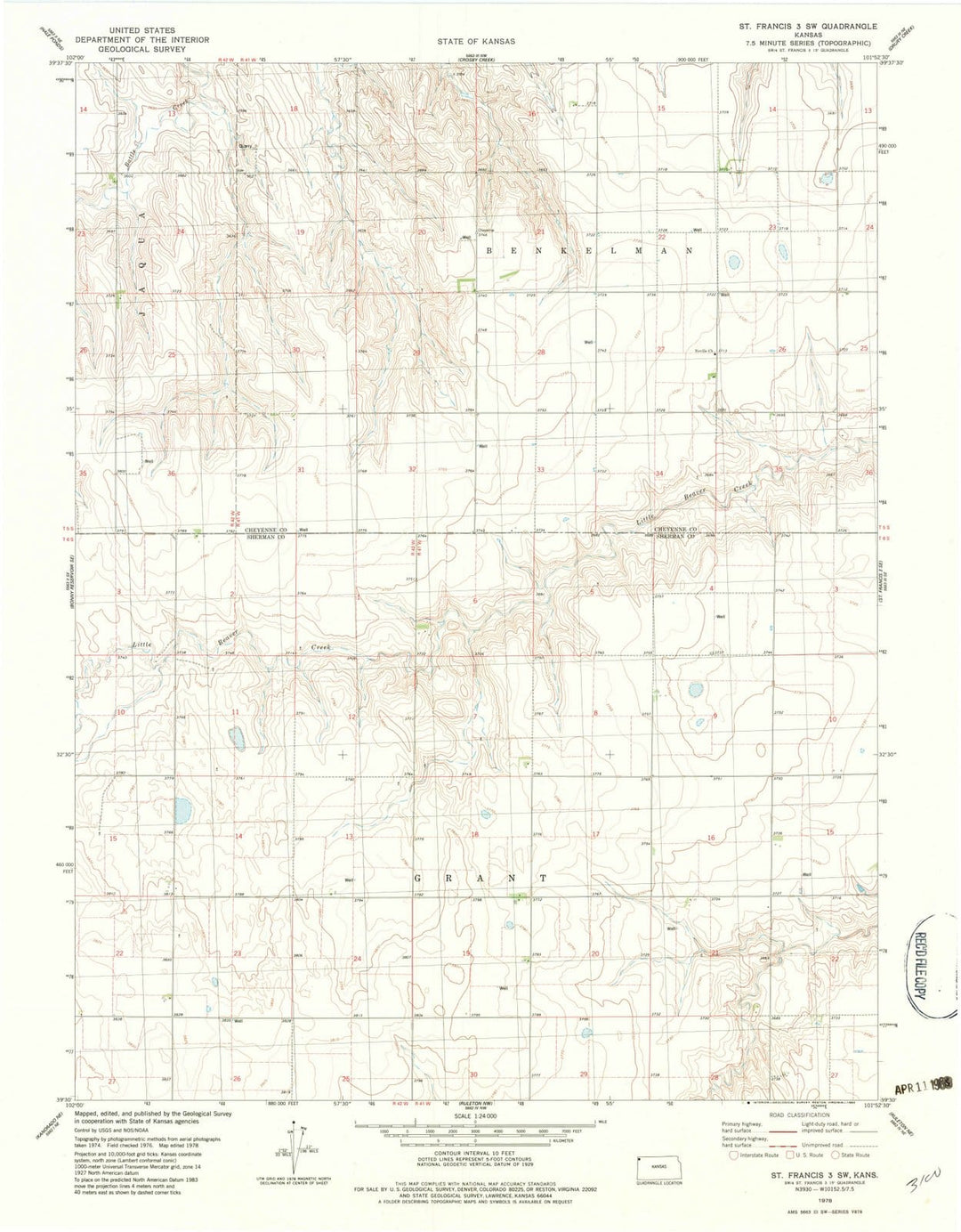 1978 St. Francis 3, KS - Kansas - USGS Topographic Map v2