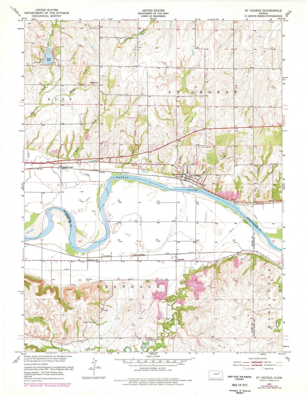 1953 St George, KS - Kansas - USGS Topographic Map