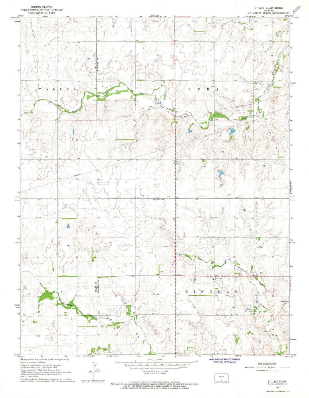 1966 St Leo, KS - Kansas - USGS Topographic Map