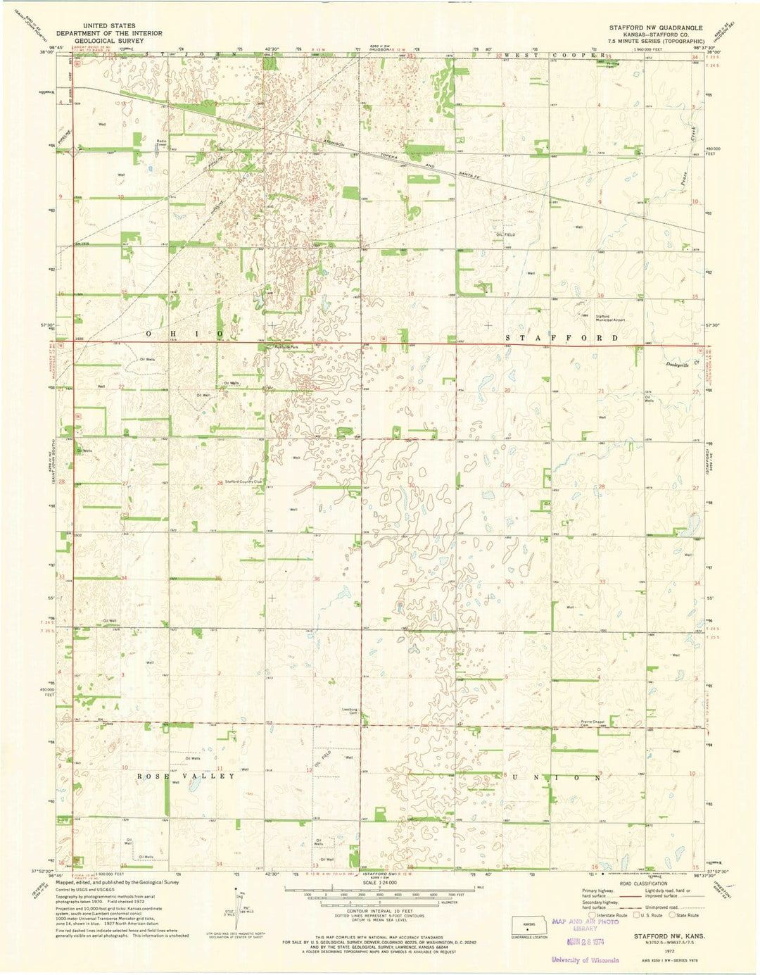 1972 Stafford, KS - Kansas - USGS Topographic Map