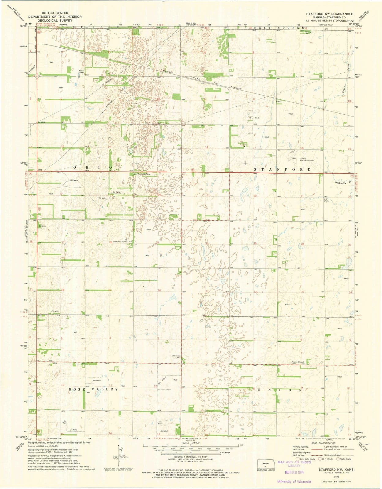 1972 Stafford, KS - Kansas - USGS Topographic Map