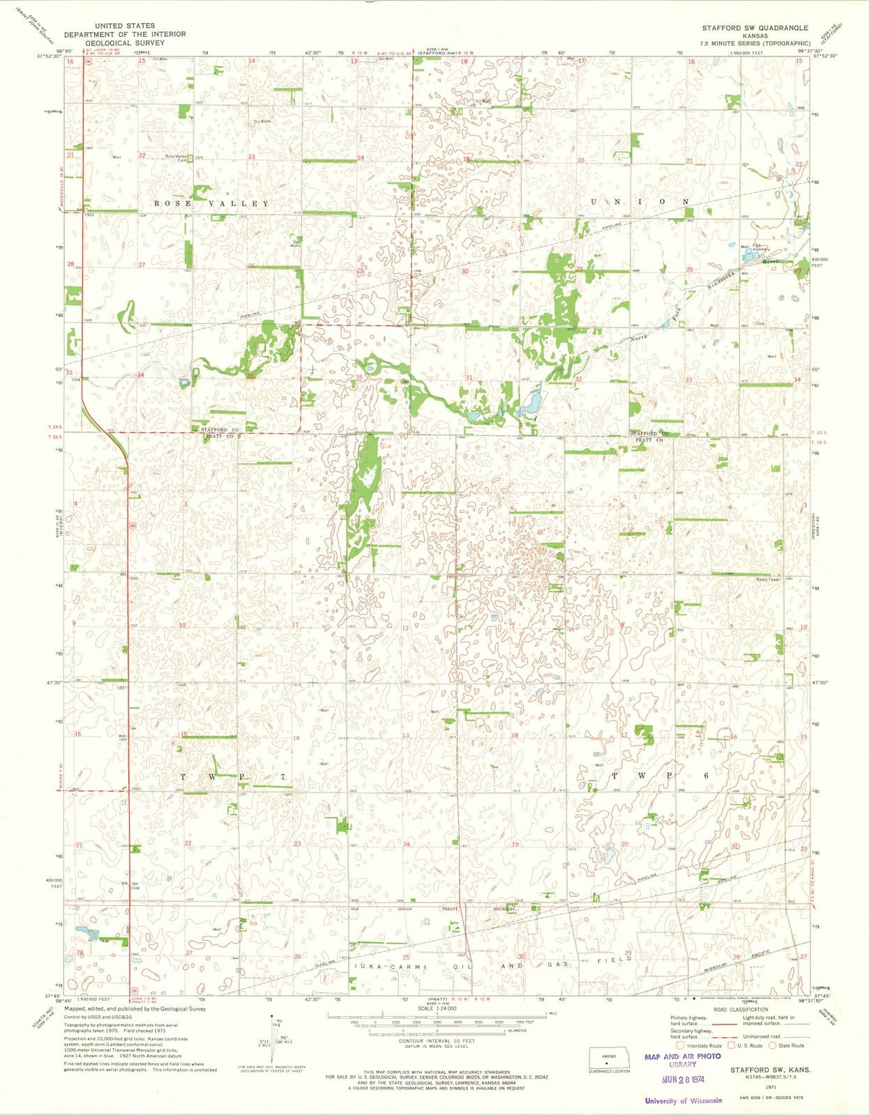 1971 Stafford, KS - Kansas - USGS Topographic Map