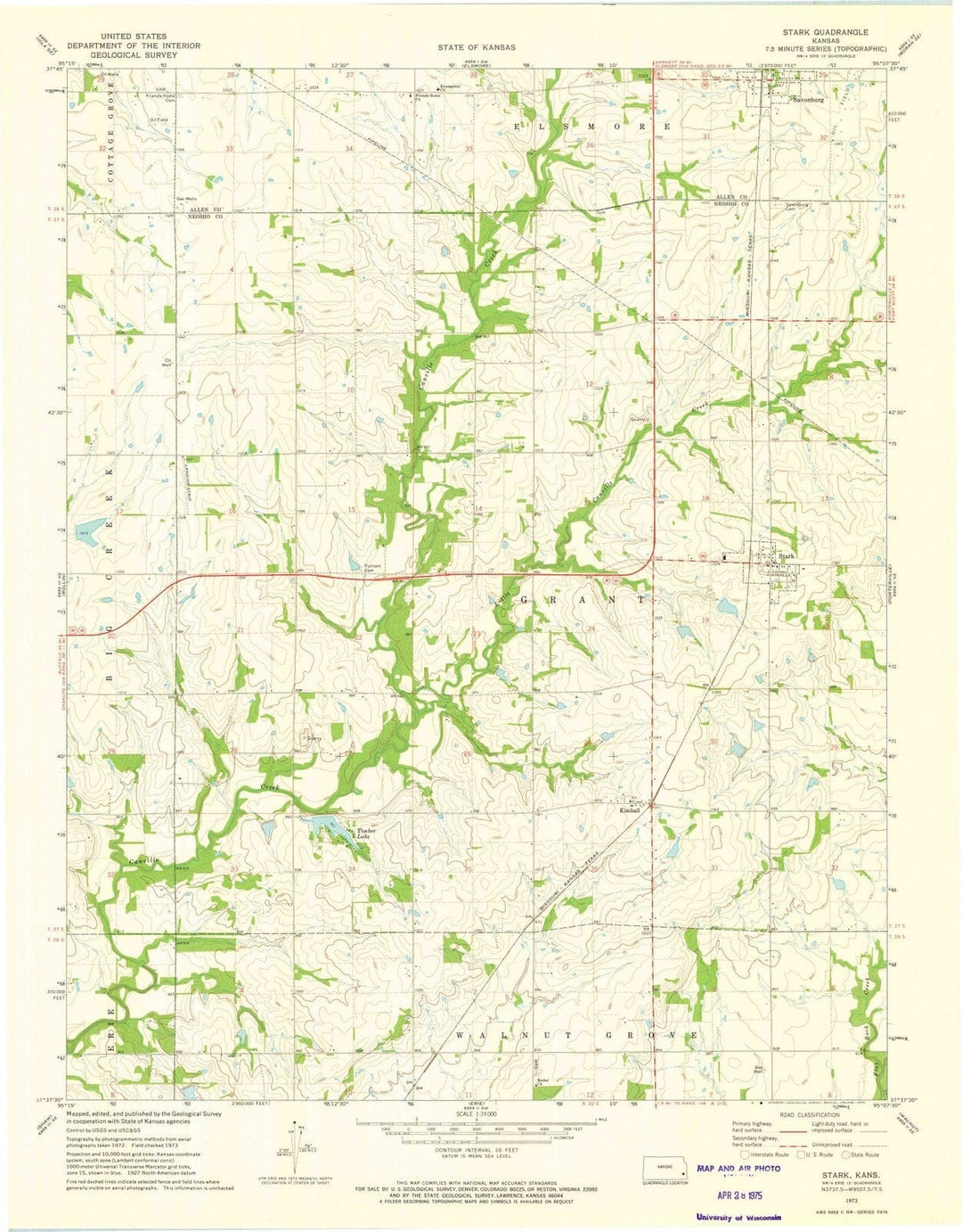 1973 Stark, KS - Kansas - USGS Topographic Map