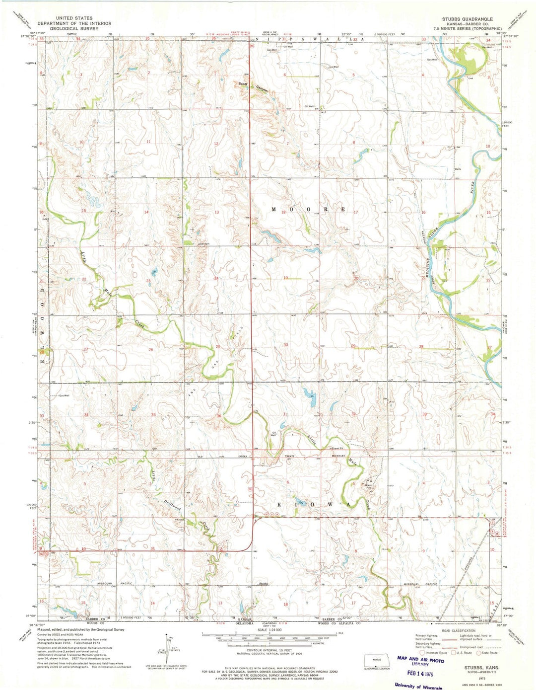 1973 Stubbs, KS - Kansas - USGS Topographic Map