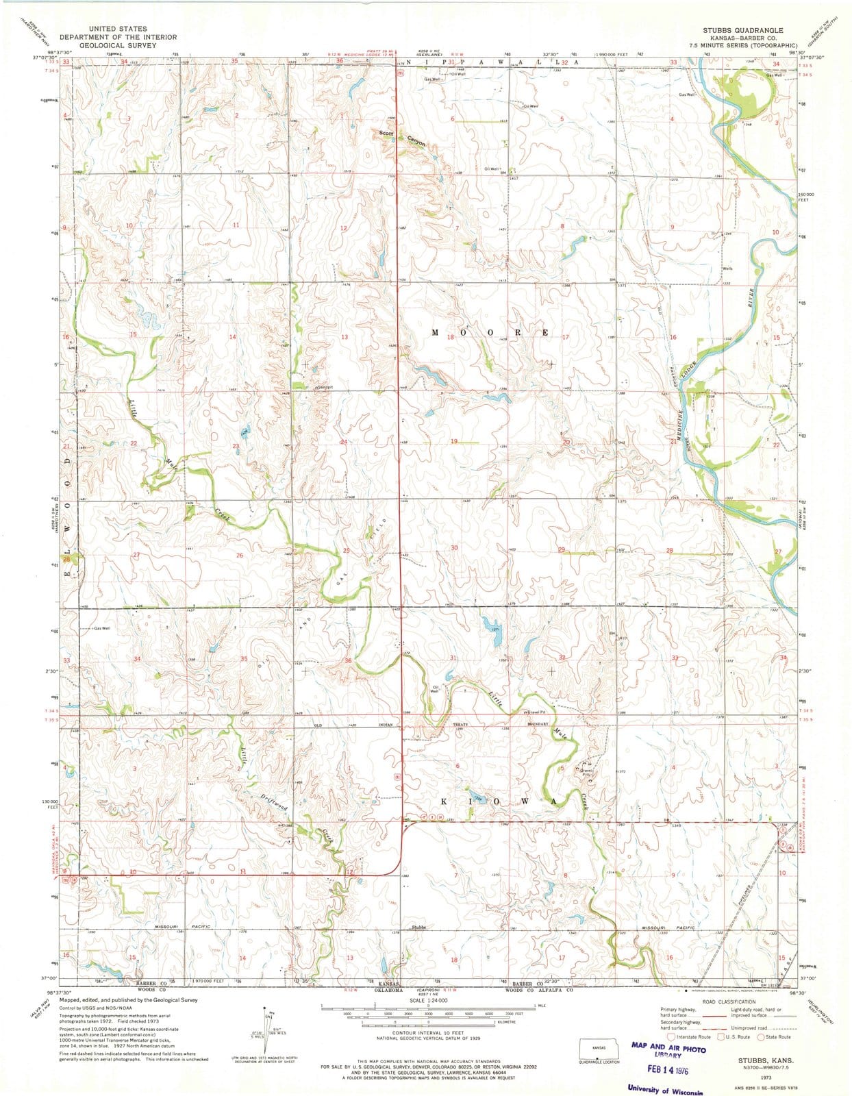 1973 Stubbs, KS - Kansas - USGS Topographic Map