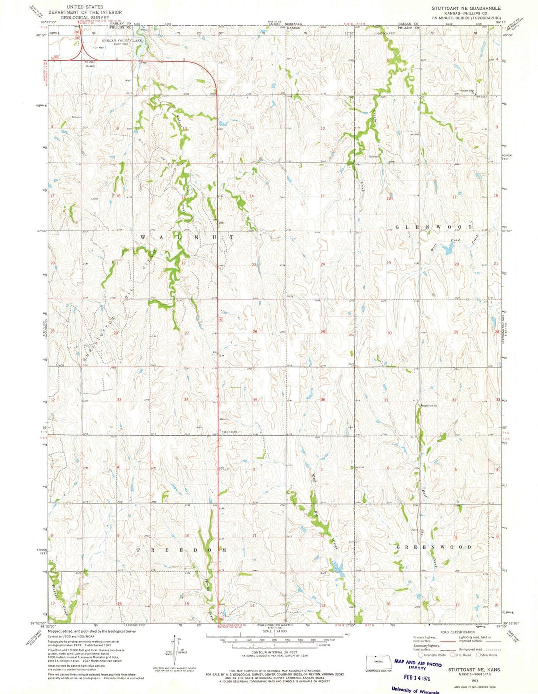 1973 Stuttgart, KS - Kansas - USGS Topographic Map