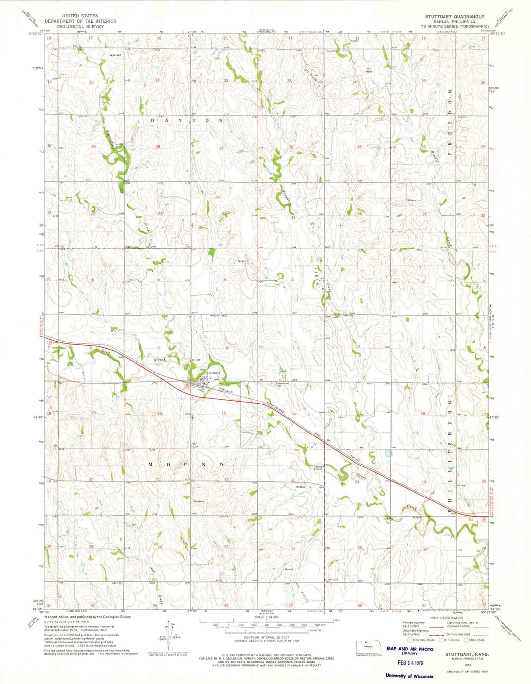 1973 Stuttgart, KS - Kansas - USGS Topographic Map v2