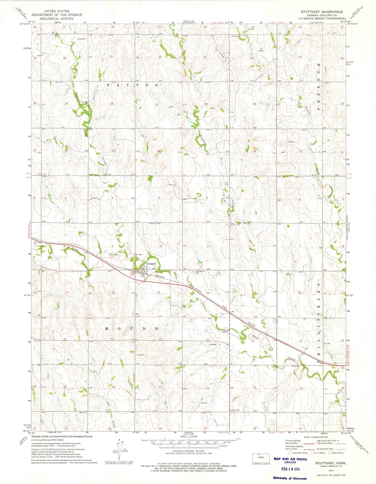 1973 Stuttgart, KS - Kansas - USGS Topographic Map v2