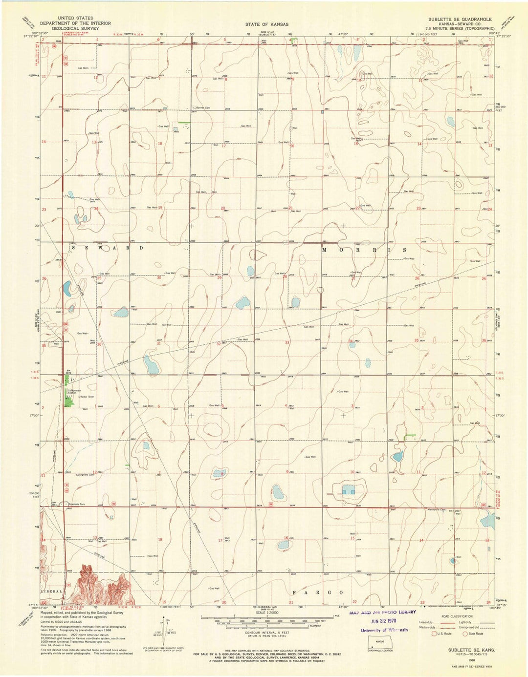 1968 Sublette, KS - Kansas - USGS Topographic Map