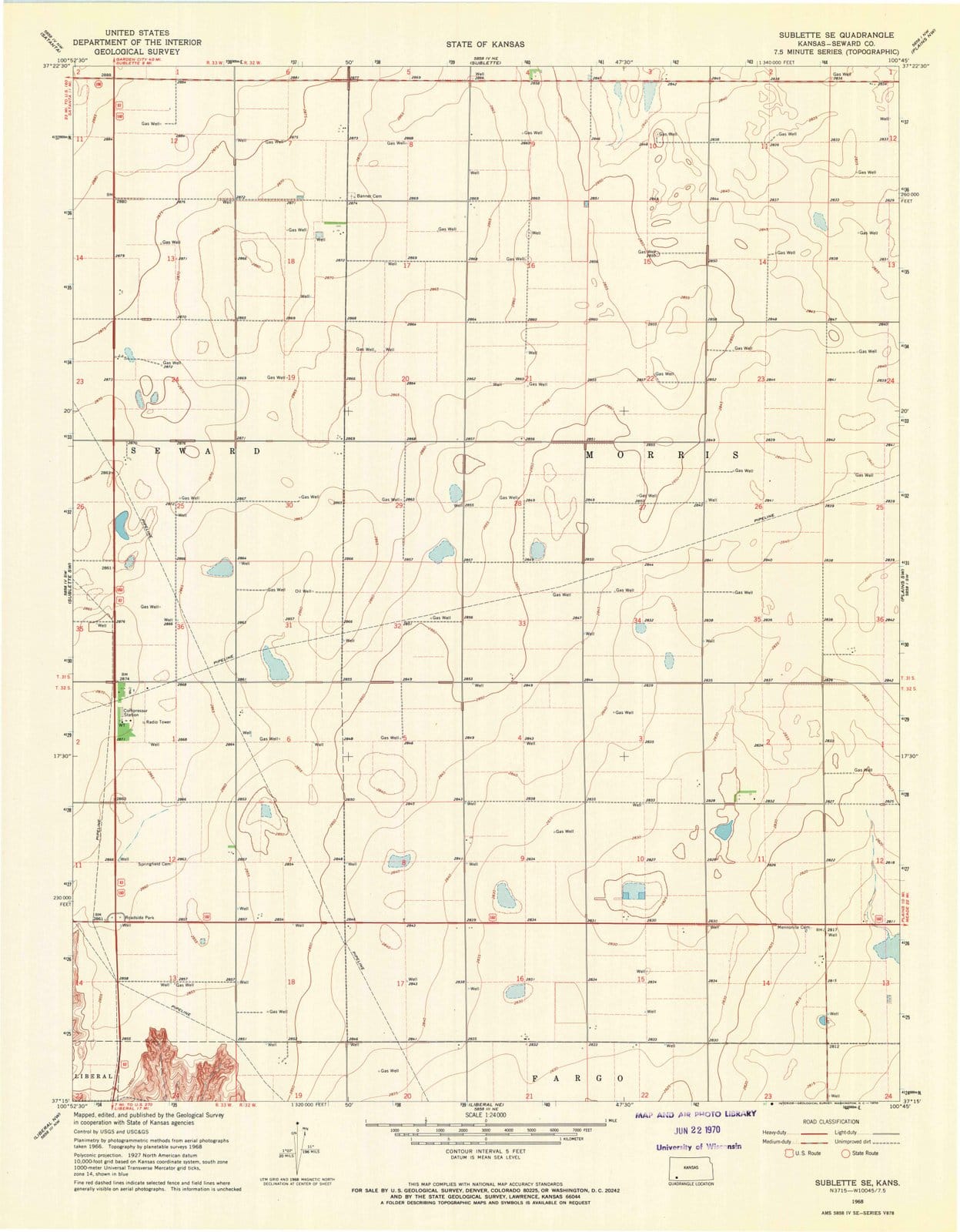 1968 Sublette, KS - Kansas - USGS Topographic Map