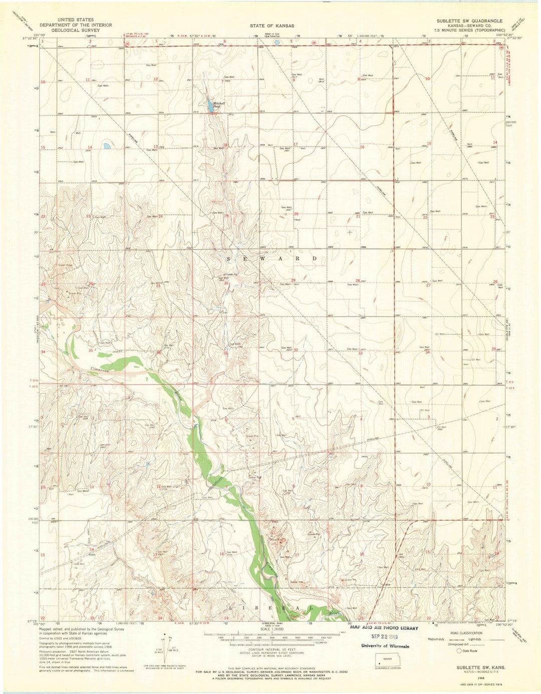 1968 Sublette, KS - Kansas - USGS Topographic Map v2