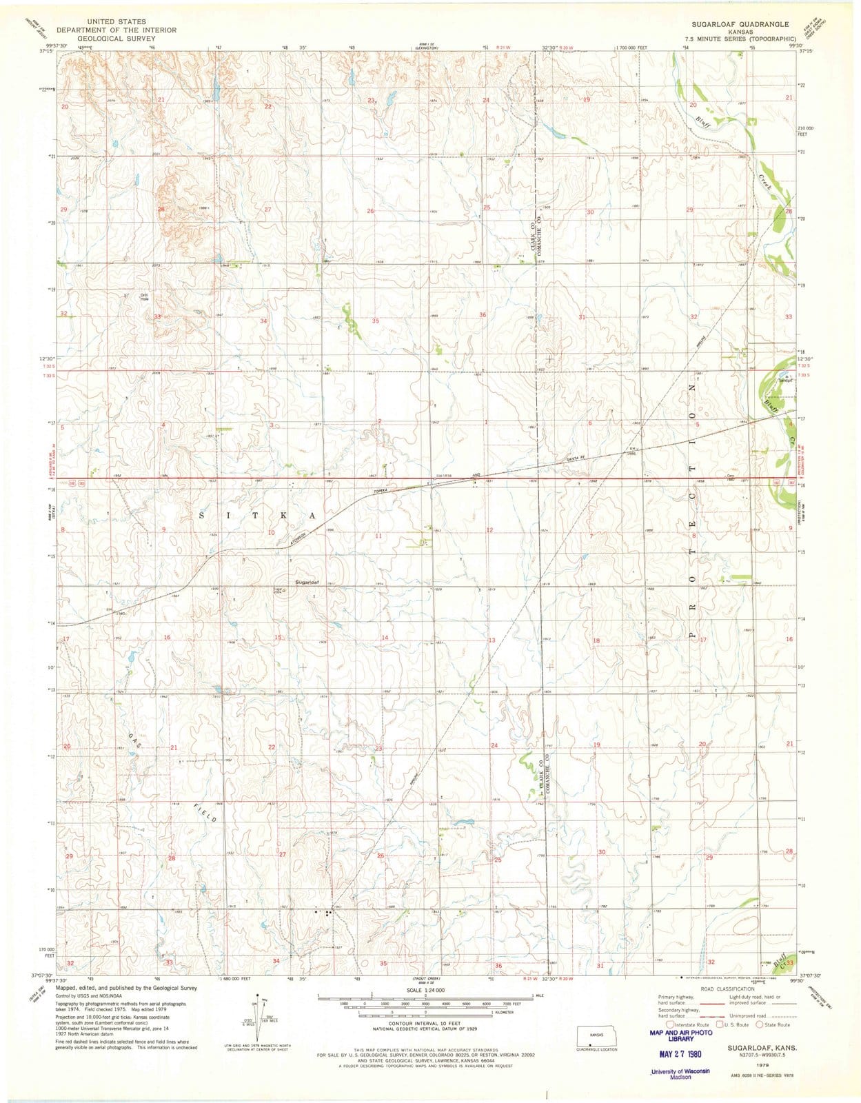 1979 Sugarloaf, KS - Kansas - USGS Topographic Map