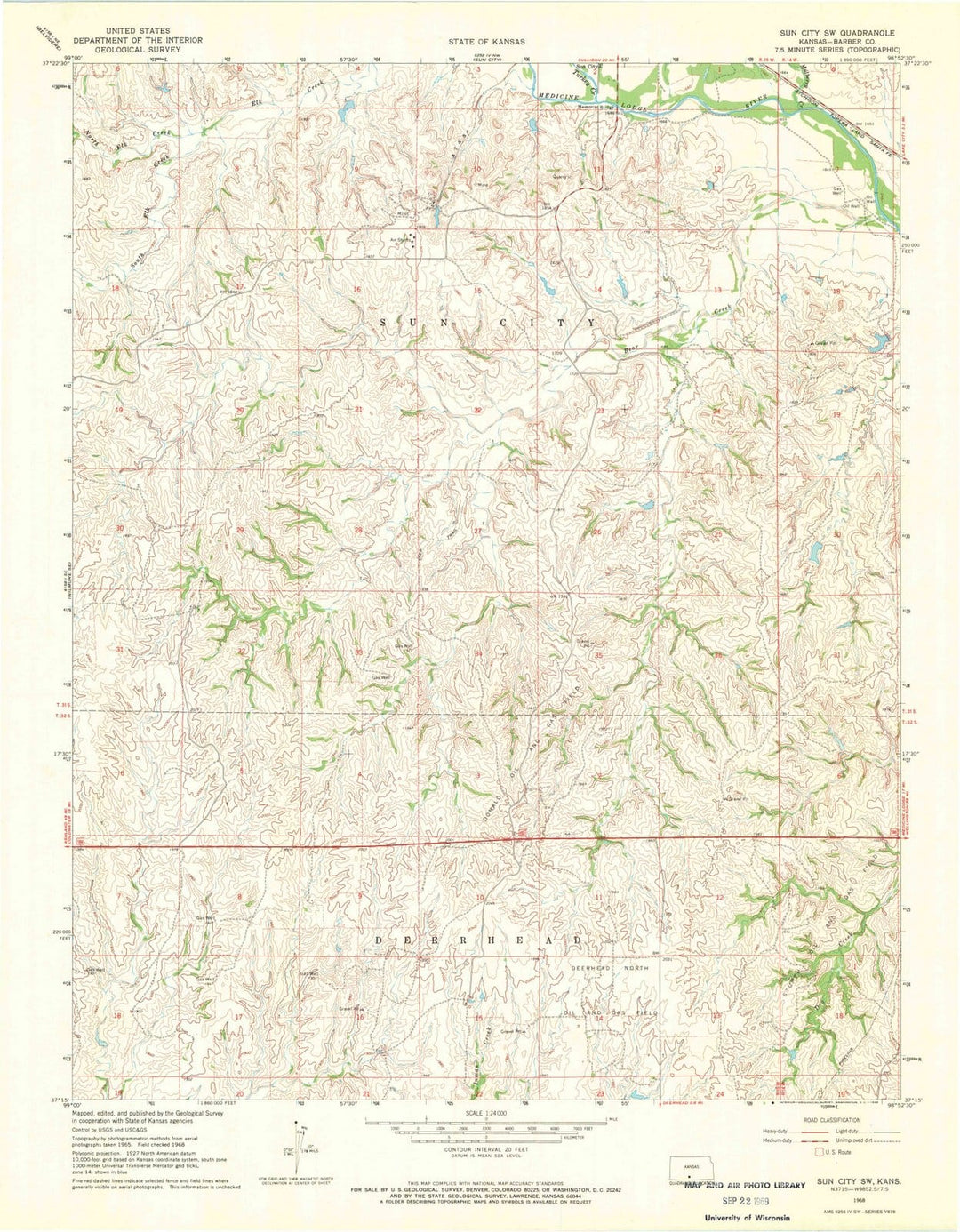 1968 Sun City, KS - Kansas - USGS Topographic Map