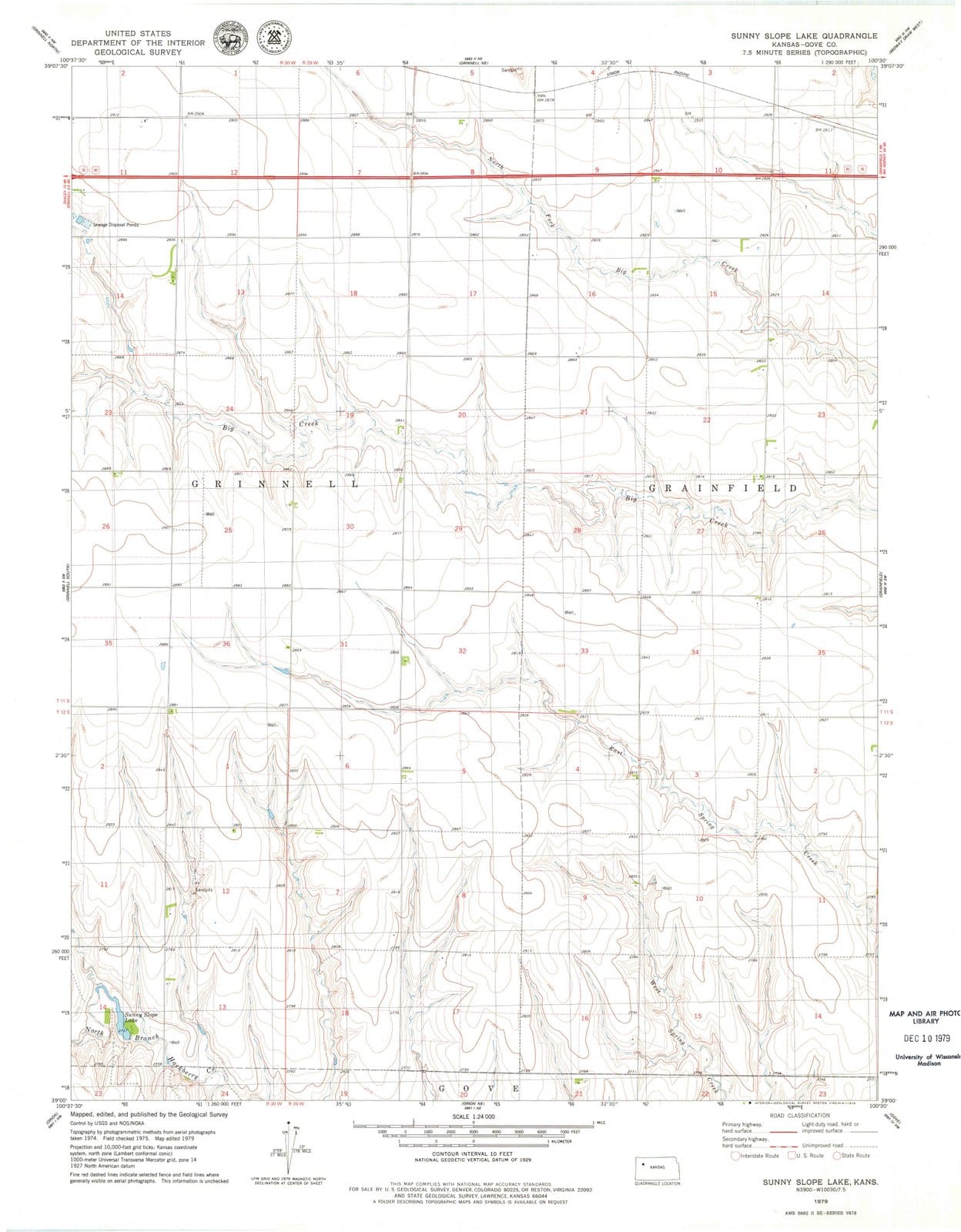 1979 Sunny Slope Lake, KS - Kansas - USGS Topographic Map