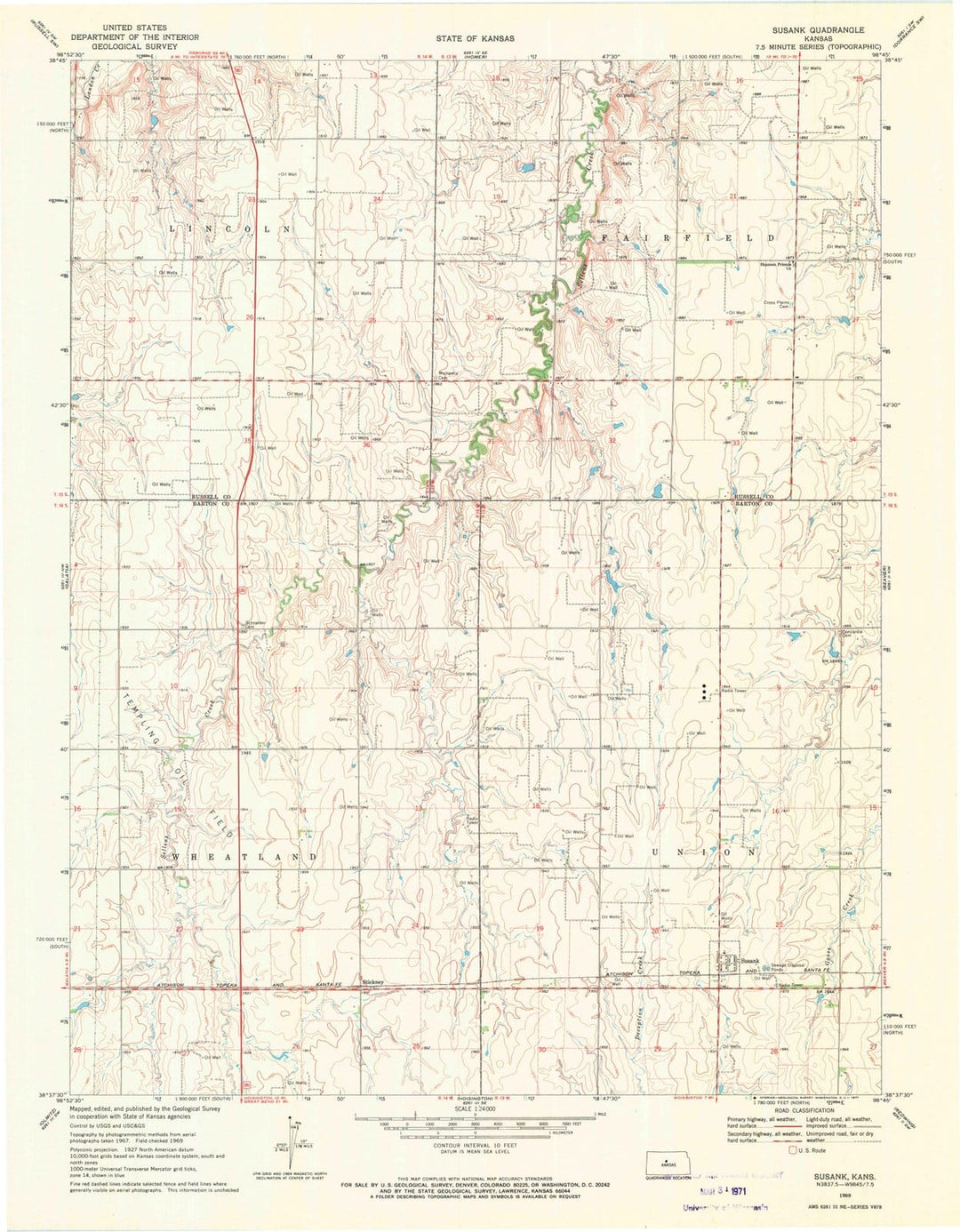 1969 Susank, KS - Kansas - USGS Topographic Map