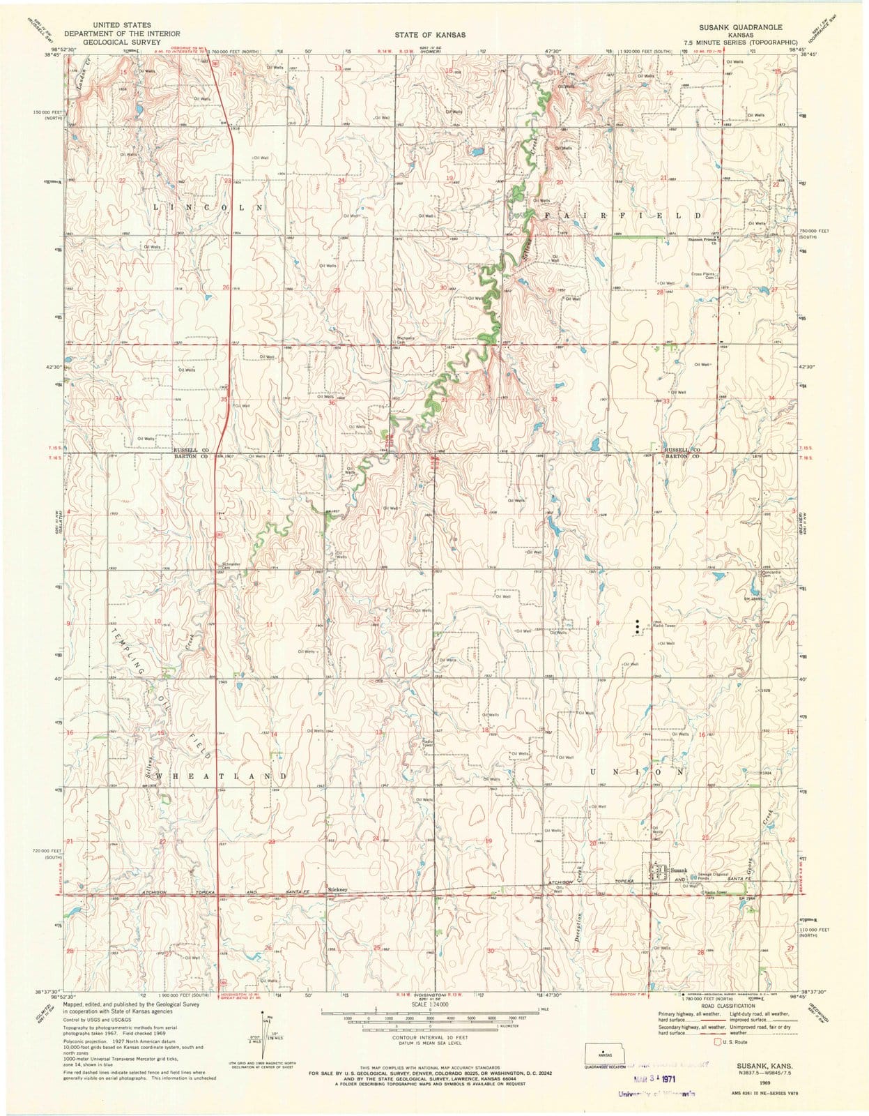 1969 Susank, KS - Kansas - USGS Topographic Map