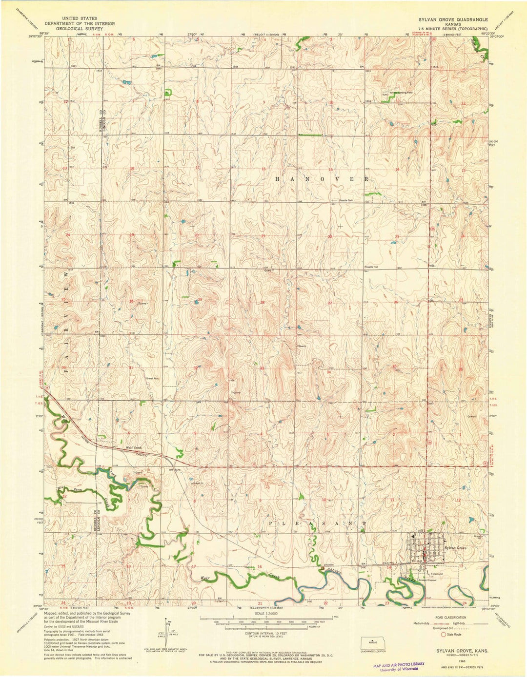 1963 Sylvan Grove, KS - Kansas - USGS Topographic Map