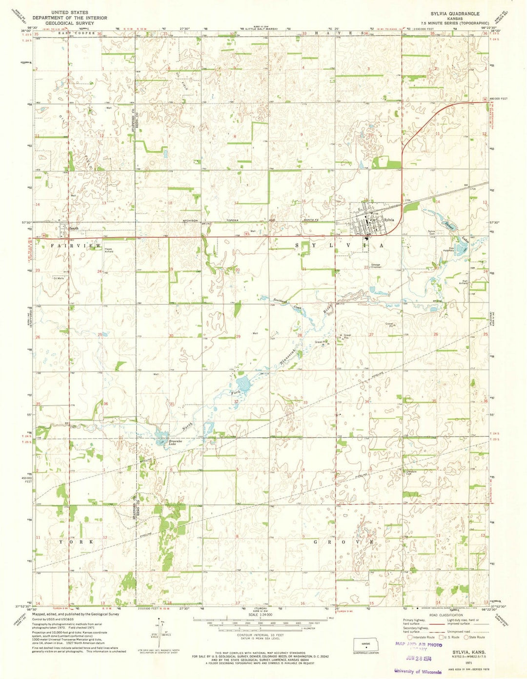 1971 Sylvia, KS - Kansas - USGS Topographic Map