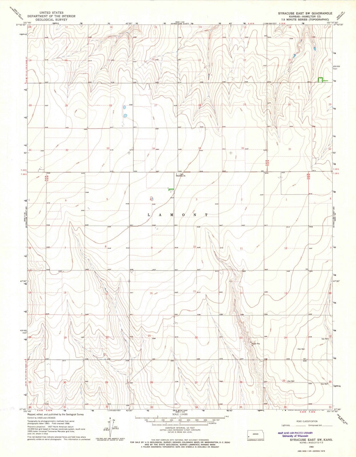 1966 Syracuse East, KS - Kansas - USGS Topographic Map v2