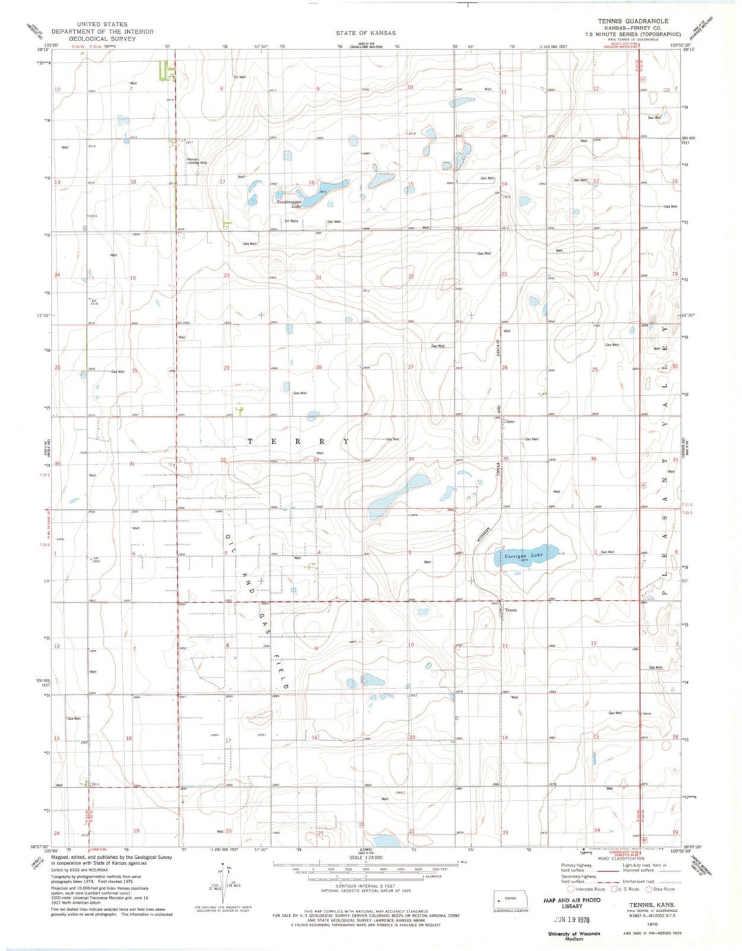 1976 Tennis, KS - Kansas - USGS Topographic Map v2