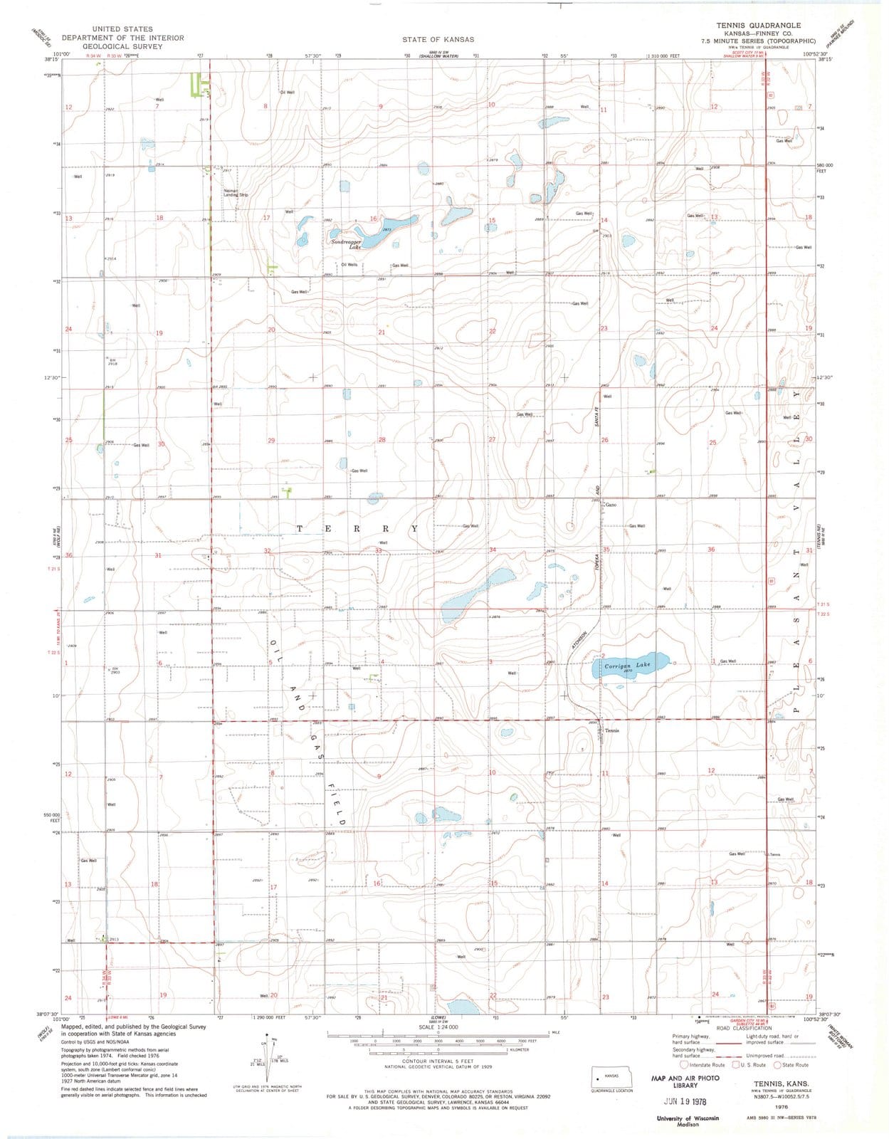 1976 Tennis, KS - Kansas - USGS Topographic Map v2