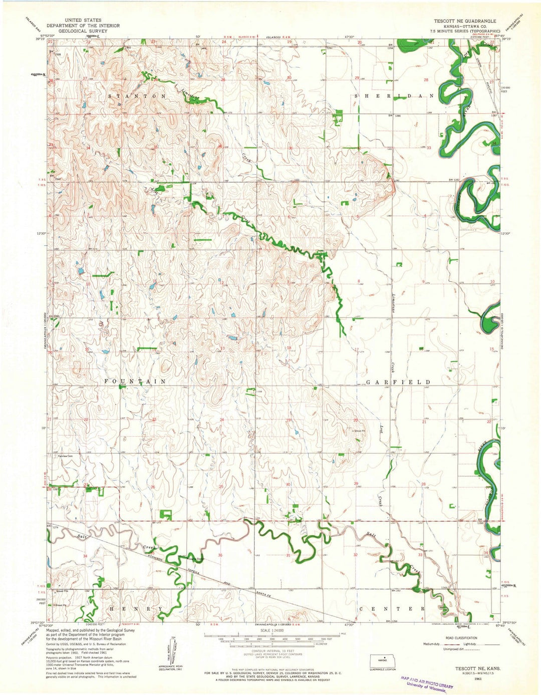 1961 Tescott, KS - Kansas - USGS Topographic Map