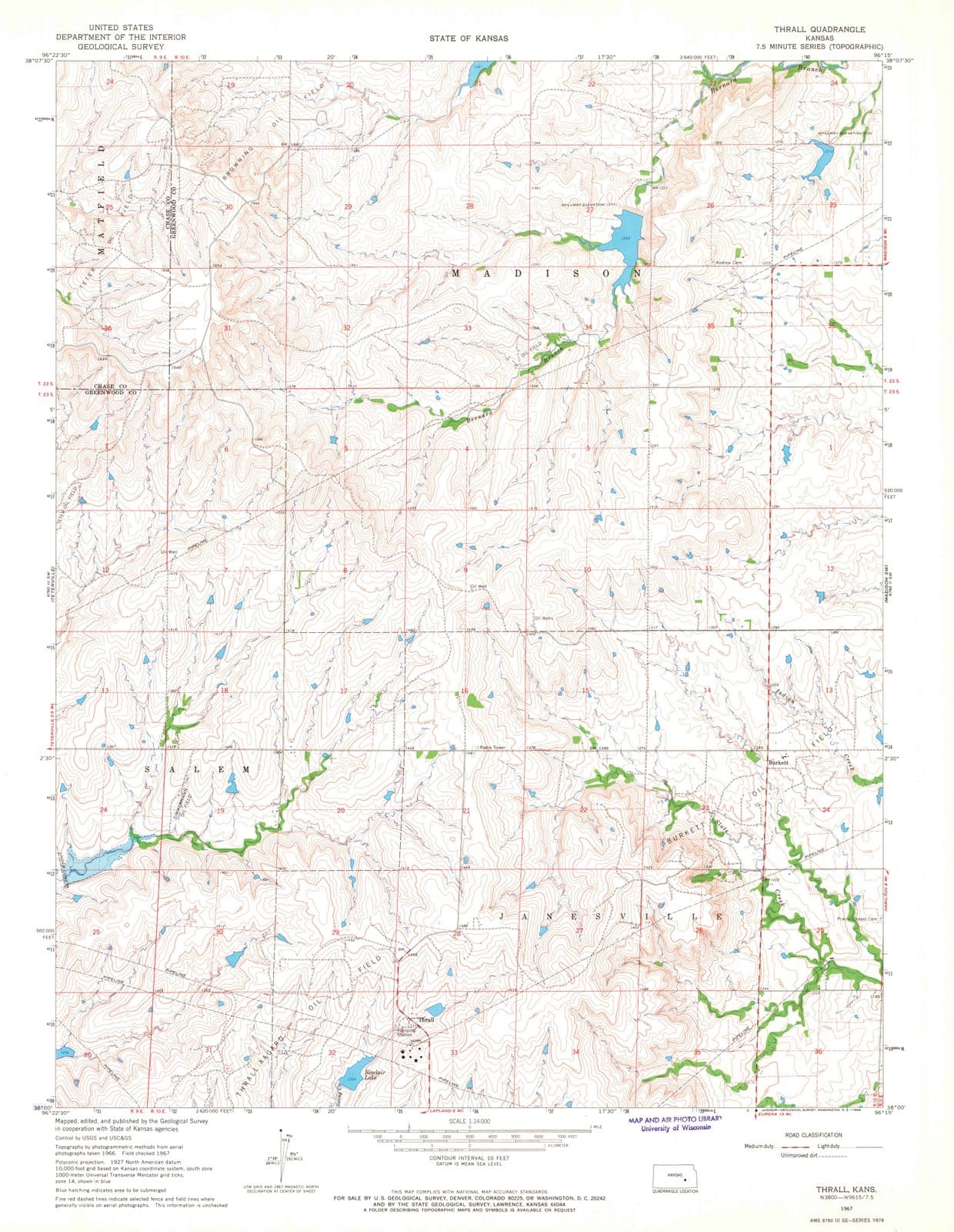 1967 Thrall, KS - Kansas - USGS Topographic Map