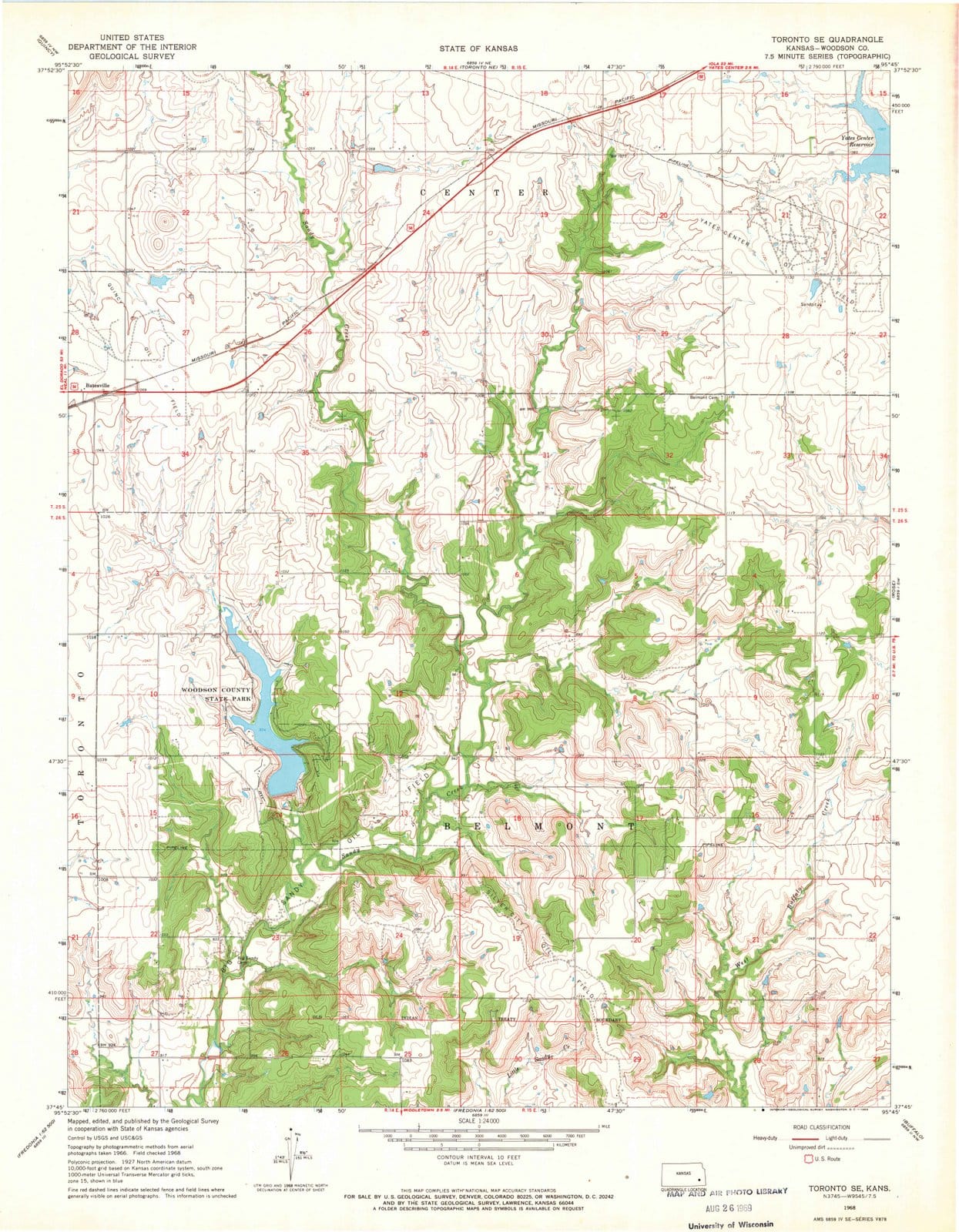 1968 Toronto, KS - Kansas - USGS Topographic Map v2