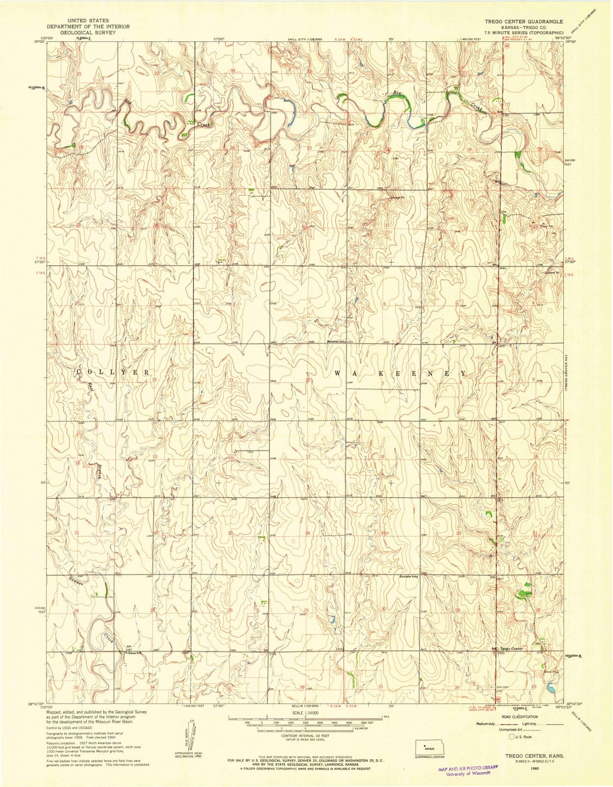 1960 Trego Center, KS - Kansas - USGS Topographic Map v2