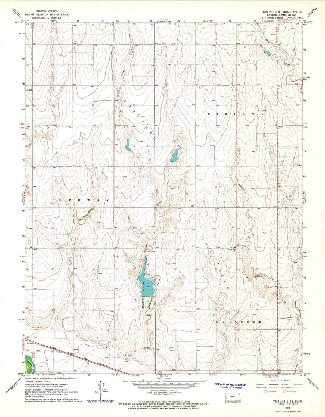 1966 Tribune 3, KS - Kansas - USGS Topographic Map v3