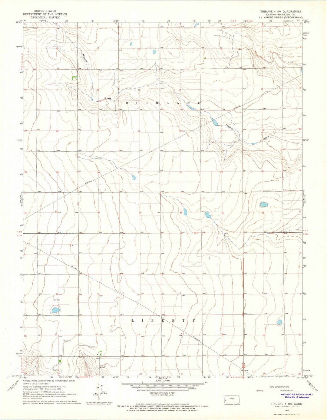 1966 Tribune 4, KS - Kansas - USGS Topographic Map v2