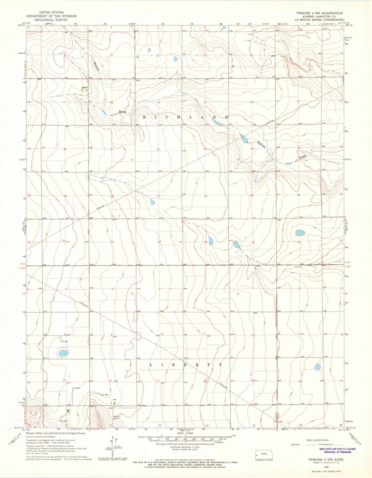 1966 Tribune 4, KS - Kansas - USGS Topographic Map v2