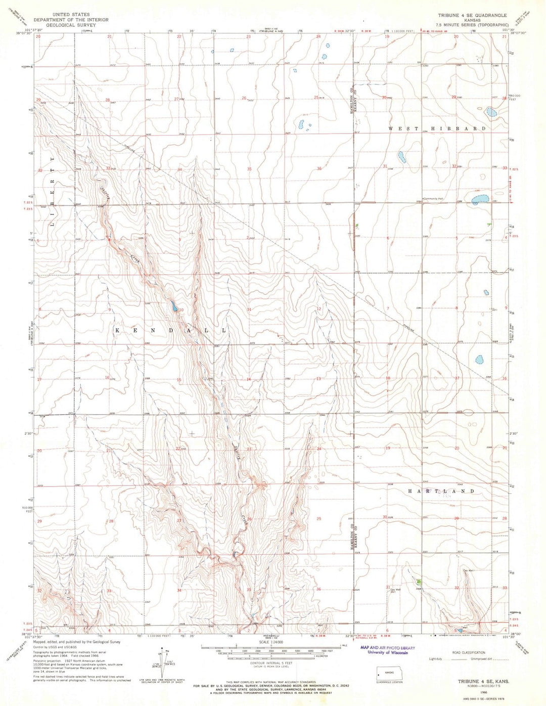 1966 Tribune 4, KS - Kansas - USGS Topographic Map v3